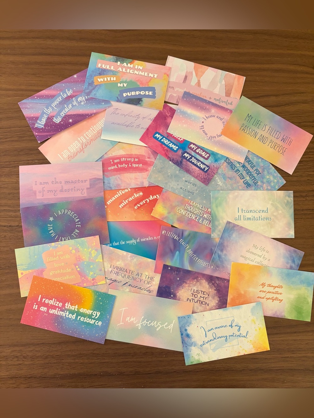Handcrafted Positive Affirmation Cards – 26 Count Colorful Set